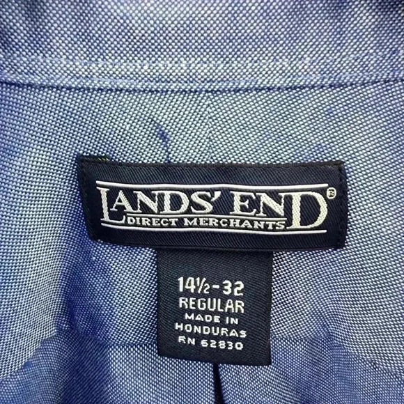 Lands' End Blue Button Down Dress Shirt Men's 14.5 - Picture 5 of 8